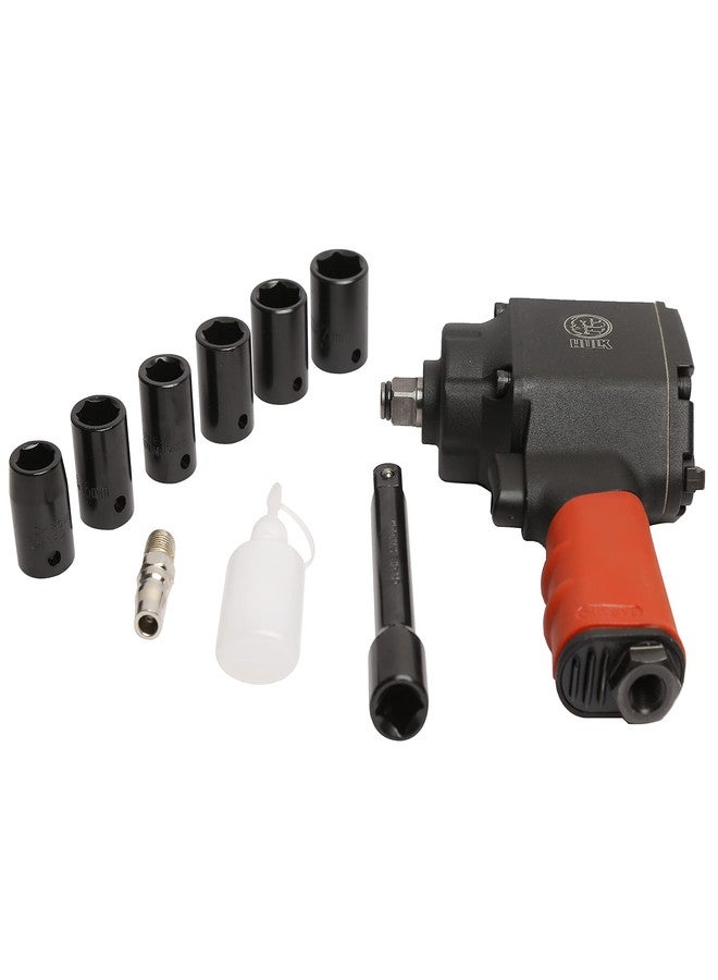 هالك مفتاح ربط هوائي من هالك، صغير الحجم 1/2 بوصة مع مجموعة مقابس AT-198 (عزم الدوران 550 نيوتن متر)، مصنوع من مواد مركبة، أقصى عزم دوران عكسي، خفيف الوزن، يُمكن استخدامه بيد واحدة للأمام. - Image 3